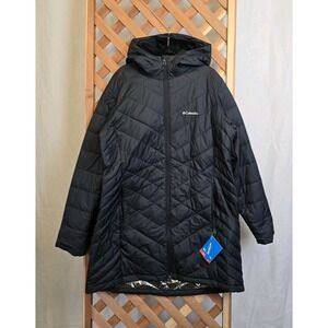 NWT Columbia Womens Heavenly Long Hooded Jacket - Black - Size 2XL